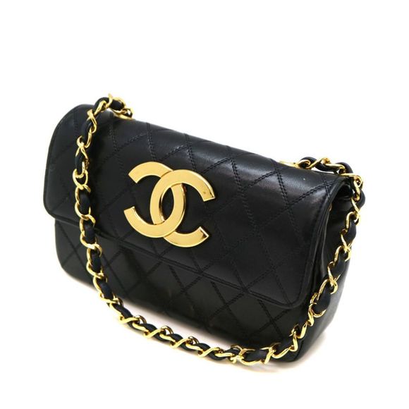Chanel Matelasse Chain Shoulder Leather Black Gold Shoulder Bag - Picture 1 of 7